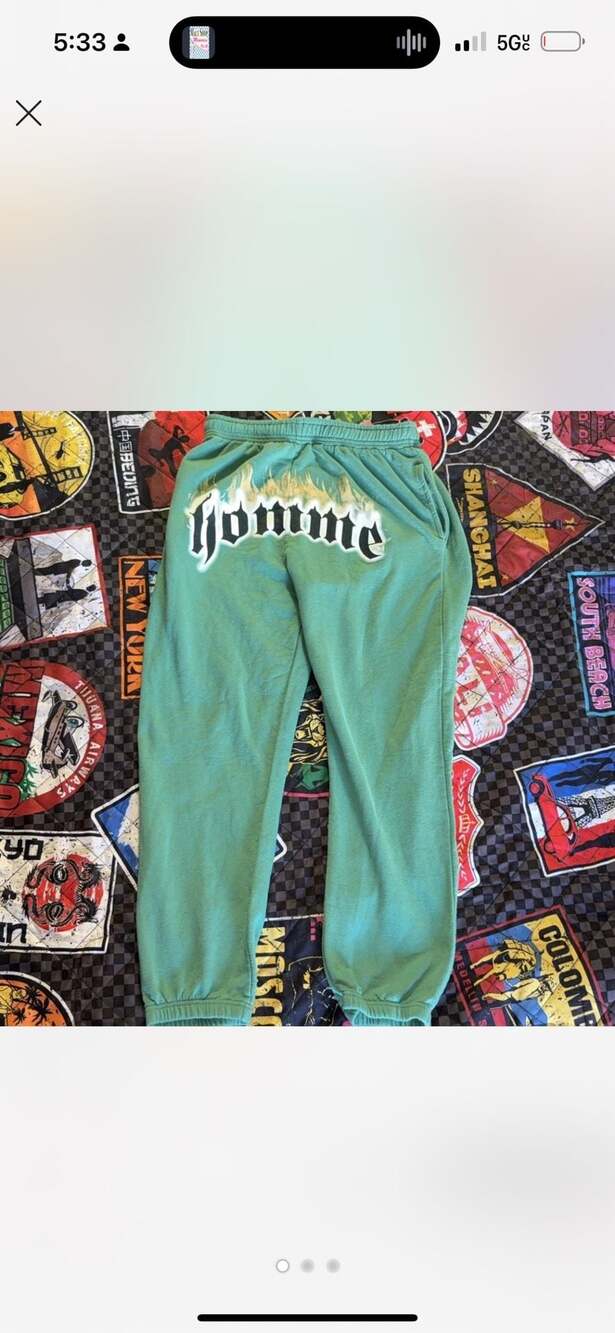Represent Homme Flame Logo Sweatpants Green